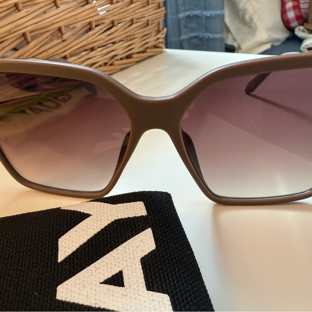 Quay Australia Taupe Square Sunglasses with Gradient Lenses - Picture 3 of 5